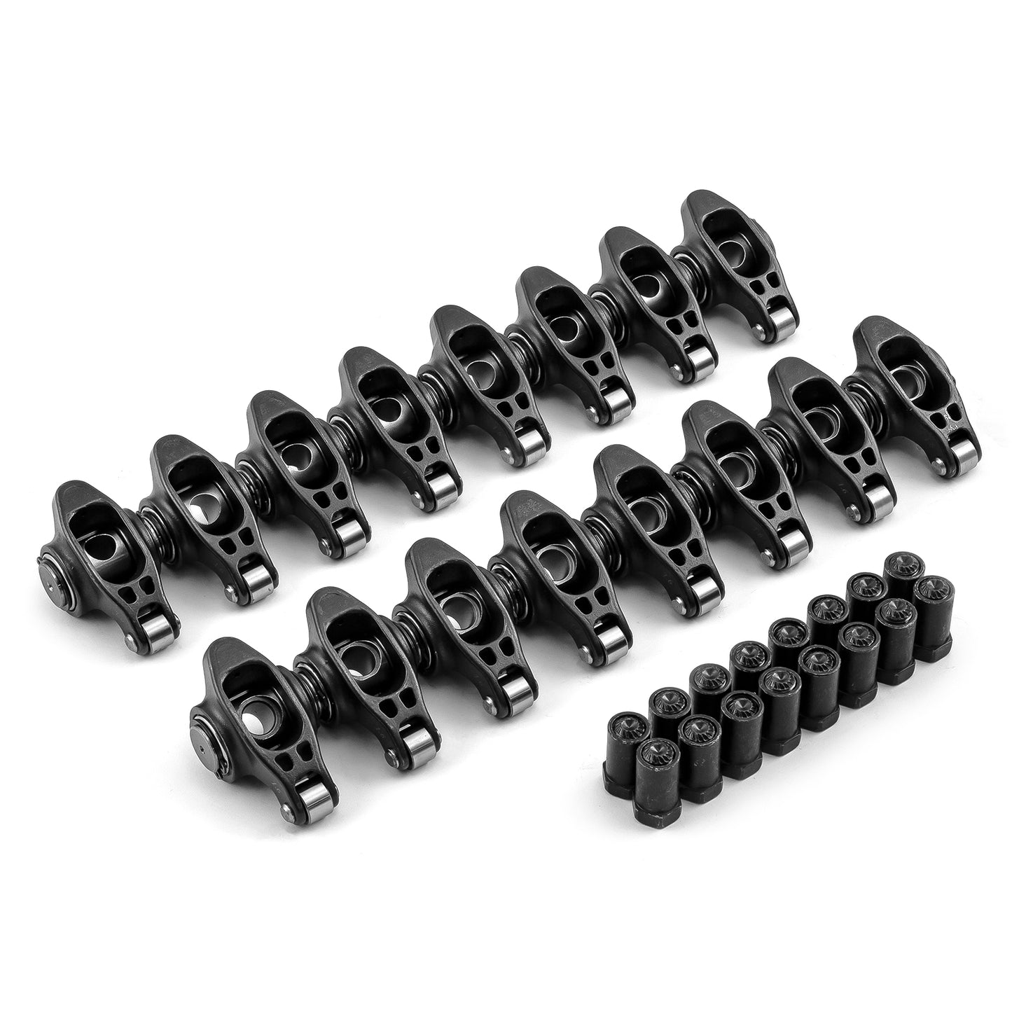 Chevy SBC Ultra Black Chromoly Roller Rocker Arms Set