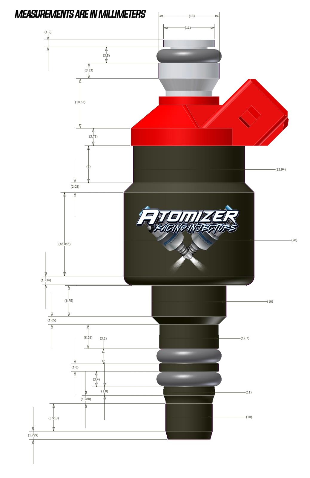 Billet Atomizer Atomizer 3 Fuel Injectors